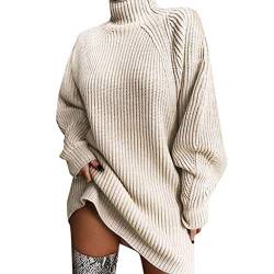 Fcostume Damen Pullover Kleid Sexy Rollkragen Minikleid Strickkleid Herbst Winter Langarm Sweatshirt Dress Elegant Sweatkleid Lässig Kleidung Oberteile von Fcostume Damen Sweatshirts