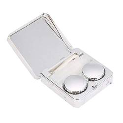 Fdit Kontaktlinsenbehälter, Marmoriertes Design, Tragbare Quadratische Einweich-Kontaktlinsenbox mit Doppelbox-Außenbox, Flaschenpinzette für Unterwegs (Silber) von Fdit