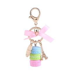 Macaron Schlüsselanhänger aus Legierung, niedlich, bunt, Macaron, Eiffelturm, Anhänger, Auto, Charme, Dekoration für Haus, Kinder, Geschenk für Party und Weihnachten, blau, 7*6*4cm von Fdit