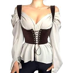 Damen Schnürung Unterbrust Korsett Gürtel Taille Training Korsett Top Sexy Steampunk Bustier Taillenmieder Korsett Bustier Crop Top für Halloween Kleid, braun, 38 von FeMereina