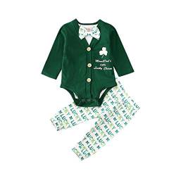 FeMereina Baby Jungen St. Patrick's Day Kleidung My 1st St. Patrick's Day Strampler Streifen Hose mit Top 3-teiliges Outfit-Set Gr. 92, grün von FeMereina