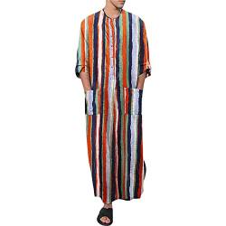 FeMereina Kaftan für Herren, langärmlig, mit Knopfleiste, Kaftan, Muslimischer Gewand, seitlicher Schlitz, Kaftan, Thobe mit Taschen, langes Kleid, Freizeithemd, Z3, XL von FeMereina