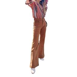 FeMereina Y2K Damen-Hose, Vintage, hohe Taille, gerade, weites Bein, ausgestellt, locker, gerade, Baggy, Streetwear, Cordhose Gr. S, khaki von FeMereina
