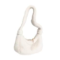 Feaolala Plüsch Tasche Flauschige Handtasche Lammwolle Umhängetasche Damen Winter Warme Handtasche Groß Teddyfell Cordtaschen Puffy Tote Bag (Weiß B) von Feaolala