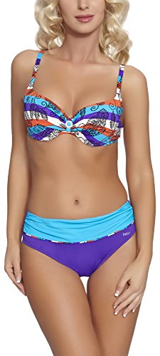 Feba Figurformender Damen Push Up Bikini V2SN1 (Muster-02DK, Cup 75 E/Unterteil 38) von Feba