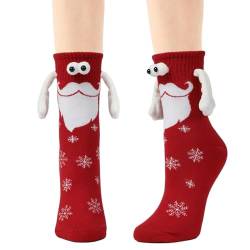 Fecfucy Magnetische Handsocken,Neuheit Freundschaft 3D Puppe Weihnachtsmann Design Socken | Weihnachts-Magnethandsocken, Geschenke für Männer, Frauen, Freunde, Paare von Fecfucy