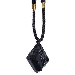 Fecfucy Zierliche Halsketten aus schwarzem Obsidian | Natürlicher Anhänger mit Obsidian - Tragbarer Kristall-Quarz-Edelstein-Anhänger für Weihnachtsfeiern, Frauen, Mädchen von Fecfucy