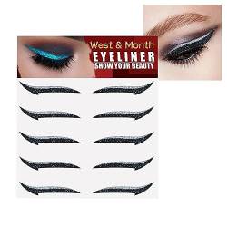 Glitzer-Eyeliner-Aufkleber - 5 Paar sofort selbstklebende Eyeliner-Schablonen mit Glitzer | Aufkleber-Eyeliner mit Glanzeffekt, Make-up-Eyeliner-Aufkleber für Frauen und Mädchen Fecfucy von Fecfucy