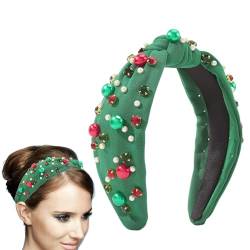 Juwelenbesetztes Weihnachtsstirnband,Perlenkristall-Stirnband - Breites, schlichtes, mit Strasssteinen verziertes, geknotetes Stirnband für die Feiertage, festliche Weihnachtsgeschenke Fecfucy von Fecfucy