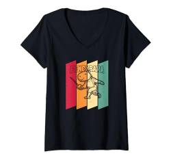 Damen Retro Fechten Duell Sportfechten Fechtkampf Vintage Fechter T-Shirt mit V-Ausschnitt von Fechten Geschenke & Ideen