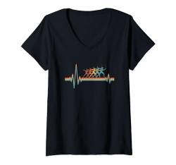 Damen Retro Fechten Fechtkampf Sportfechten Duell Vintage Fechter T-Shirt mit V-Ausschnitt von Fechten Geschenke & Ideen
