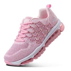 Feclogar Laufschuhe Herren Turnschuhe Damen Atmungsaktive Sneakers Sportschuhe für Laufen Fitnessstudio Sport Sportwandern Schwarz Weiß 877Pink-41 von Feclogar