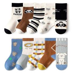 FedMois 10er Pack Kinder Socken Jungen Mädchen Strümpfe Baumwolle, Panda und Hund, Gr. 31-34 von FedMois