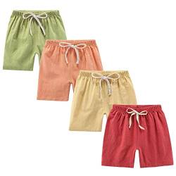 FedMois 4er Pack Kinder Jungen Shorts Baumwolle, Rot Grange Grün und Gelb, 5 Jahre von FedMois