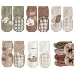 FedMois 5er Pack Baby Kleinkinder ABS rutschfeste Wintersocken dicke Thermosocken Baumwolle, Hähnchen, 3-5 Jahre von FedMois