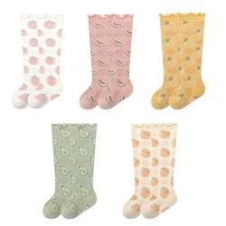FedMois 5er Pack Baby Kleinkinder Kniestrümpfe Socken Knielang Baumwolle, Obst, 1-3 Jahre von FedMois
