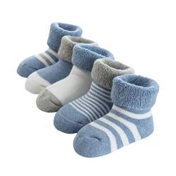 FedMois 5er Pack Baby Wintersocken dicke Thermosocken Baumwolle Gefüttert, Blau, 6-12 Monate von FedMois