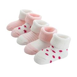 FedMois 5er Pack Baby Wintersocken dicke Thermosocken Baumwolle Gefüttert, Rosa, 12-24 Monate von FedMois