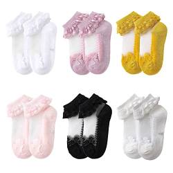FedMois 6er Pack Baby Mädchen Socken mit Spitze Taufsöckchen Baumwolle, Set A, 1-3 Jahre (Herstellergröße M) von FedMois