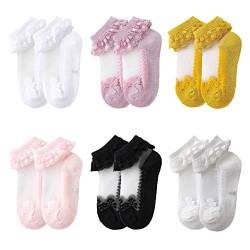 FedMois 6er Pack Baby Mädchen Socken mit Spitze Taufsöckchen Baumwolle, Set A, 5-7 Jahre (Herstellergröße XL) von FedMois