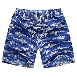 FedMois Jungen Badeshorts Schnelltrocknend Kinder Badehose Schwimmshorts, Blau, 9-10 Jahre (Gr. 140/146) von FedMois