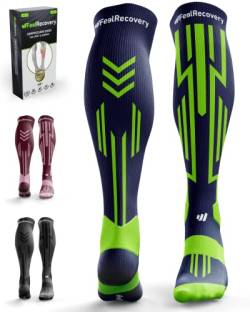 Feel Recovery 1 Paar Sport Kompressionssocken Herren/Damen - Kompressionsstrümpfe Laufen, Crossfit, Fußball - Elastische Cuffed Socken Laufen und Sport - Hohe Socken mit Atmungsaktiver Merinowolle von Feel Recovery