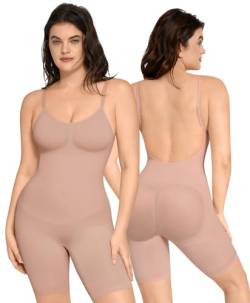 FeelinGirl Bodysuit Shapewear Bauchweg, Rückenfreier Body für Frauen, Nahtloser Faja Körperformer, Sculpting Shaper Überbrust, Formende Bodys Butt-heber Beige XS/S von FeelinGirl