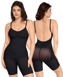 FeelinGirl Bodysuit Shapewear Bauchweg, Rückenfreier Body für Frauen, Nahtloser Faja Körperformer, Sculpting Shaper Überbrust, Formende Bodys Po-lifter Schwarz M/L von FeelinGirl