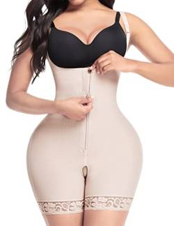 FeelinGirl Damen Formende Bodys Hohe Taille mit Reißverschluss Vorne Shapewear Miederpants mit Verstellbaren Trägern Bauchweg Body Shaper Ganzkörper Mieder Bodysuit Skinny M von FeelinGirl