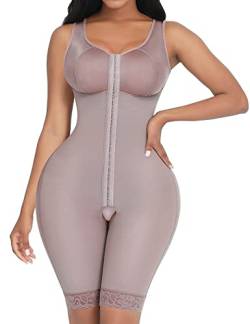 FeelinGirl Damen Miederbody Shaperwear Miederpants Corsage Korsett Schlank Bodysuit Miederhose Top, Braun, 3XL von FeelinGirl