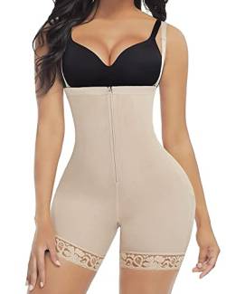 FeelinGirl Damen Miederpants mit Bauch-Weg-Effekt Formt sofort und Strafft effektiv, M, Beige mit Reißverschluss von FeelinGirl