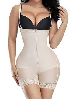 FeelinGirl Damen Miederpants mit Bauch-Weg-Effekt Formt sofort und Strafft effektiv, S(EU 34-36), Beige Schritt mit Reißverschluss von FeelinGirl