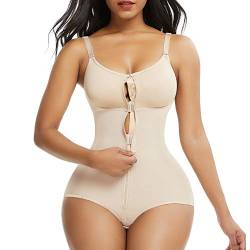 FeelinGirl Damen Shapewear Formender Full Body Shaper mit Reißverschluss Slimming Mieder-Body Bauchweg Shaping-Body Unsichtbar Figurenformend Unterhose Beige L von FeelinGirl