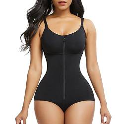 FeelinGirl Damen Shapewear Formender Full Body Shaper mit Reißverschluss Slimming Mieder-Body Bauchweg Shaping-Body Unsichtbar Figurenformend Unterhose Schwarz 3XL von FeelinGirl