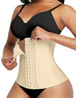 FeelinGirl Damen Taillenmieder Latex von 9 Stahlknochen Ausbildung Korsage Unterbrust Korsett Waist Cincher Beige 3XL von FeelinGirl