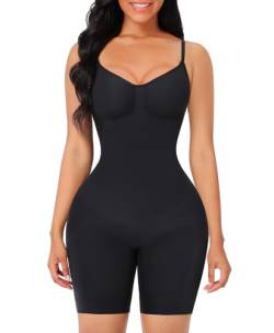 FeelinGirl Formende Bodys Bauch Weg Nahtlos Shapewear Ganzkörper Überbrust Mieder-Body Butt Lifter Rückenstütze Oberschenkel Schlanker mit Verstellbarer Riemen Schwarz M/L von FeelinGirl