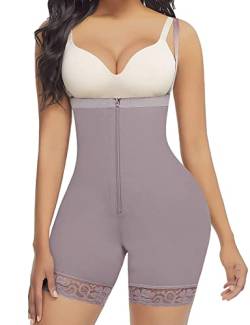 FeelinGirl Miederhose Stark Formend Hohe Taille Shaping Hose Bauchweg für Damen Große Größe mit Abnehmbare und Einstellbare Träger Hourglass Bodyshape Offener Schritt Braun 6XL von FeelinGirl