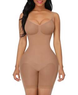 FeelinGirl Shapewear Bodysuit Nahtlos V-Ausschnitt Formende Bodys für Damen Bauch Weg Überbrust Seamless Body Shaper mit Verstellbarer Riemen Leichter Kaffee XL/XXL von FeelinGirl