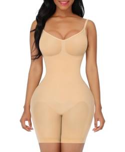 FeelinGirl Shapewear Bodysuit Nahtlos V-Ausschnitt Formende Bodys für Damen Bauch Weg Überbrust Seamless Body Shaper mit Verstellbarer Riemen Ocker 5XL von FeelinGirl