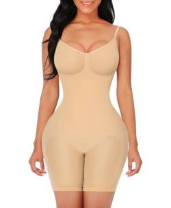 FeelinGirl Shapewear Bodysuit Nahtlos V-Ausschnitt Formende Bodys für Damen Bauch Weg Überbrust Seamless Body Shaper mit Verstellbarer Riemen Ocker M/L von FeelinGirl