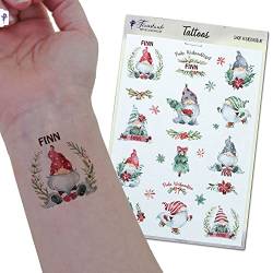FEENSTAUB Weihnachten Tattoos für Kinder, [HANDMADE] Weihnachtsmitbringsel Kinder, Weihnachten Kleinigkeiten, Tattoo Sticker personalisiert, Füllung Adventskalender Tattoos Kinder hautfreundlich von Feenstaub