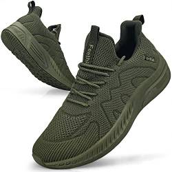 Feethit Sneaker Herren Schuhe Sportschuhe Laufschuhe Turnschuhe Herren Tennis Fitness Jogging Walkingschuhe Leichtgewichts Atmungsaktiv Freizeit Straßenlaufschuhe Schlüpfen Schuhe Arm grün 46 EU von Feethit