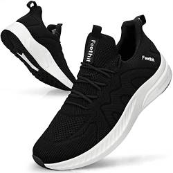 Feethit Sneaker Herren Schuhe Sportschuhe Laufschuhe Turnschuhe Herren Tennis Fitness Jogging Walkingschuhe Leichtgewichts Atmungsaktiv Freizeit Straßenlaufschuhe Schlüpfen Schuhe Schwarz & Weiß 40 EU von Feethit