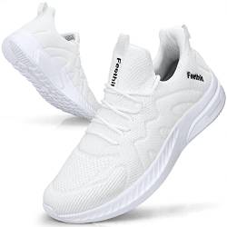 Feethit Sneaker Herren Schuhe Sportschuhe Laufschuhe Turnschuhe Herren Tennis Fitness Jogging Walkingschuhe Leichtgewichts Atmungsaktiv Freizeit Straßenlaufschuhe Schlüpfen Schuhe Weiß 40 EU von Feethit