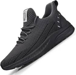 Feethit Turnschuhe Herren Laufschuhe Sportschuhe Sneaker rutschfeste Gummisohlen Leichte und Atmungsaktiv für Gehen Laufen Joggen Sports Dunkelgrau 44 von Feethit