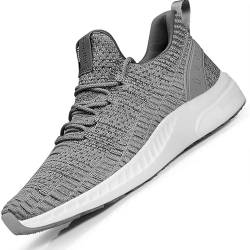 Feethit Turnschuhe Herren Laufschuhe Sportschuhe Sneaker rutschfeste Gummisohlen Leichte und Atmungsaktiv für Gehen Laufen Joggen Sports Grau 44 von Feethit