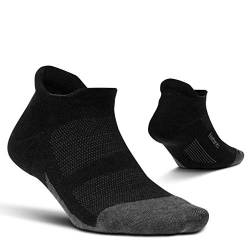 Feetures - Merino 10 Cushion - No Show Tab - Athletic Running Socks for Men and Women - Charcoal - X- Large von Feetures