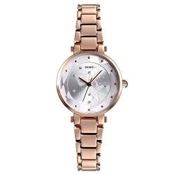 FeiWen Damenuhr Fashion Analog Quarz Uhren Edelstahl Armbanduhren (Gold) von FeiWen
