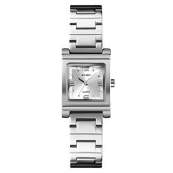 FeiWen Damenuhr Fashion Analog Quarz Uhren Mädchen Einfach Armbanduhren (Silber) von FeiWen