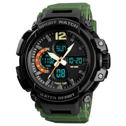 FeiWen Einfach Groß Wählen Herren Digitale Uhren Analog Quarz LED Doppel Anzeige 50M Wasserdicht Outdoor Militär Sprot Jugend Uhren Multifunktional Plastik Armbanduhren von FeiWen